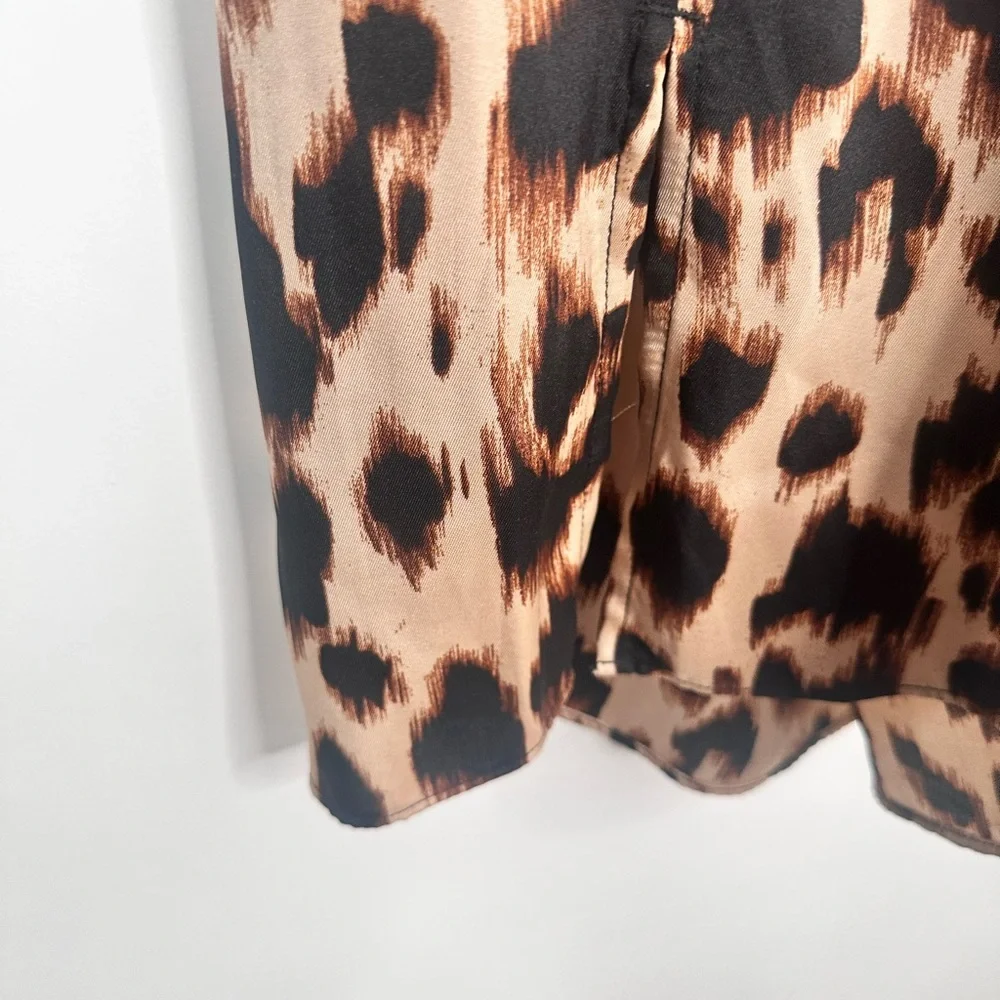 White House Black Market Cheetah Print long sleeve 100% polyester dress sz L - Picture 6 of 10